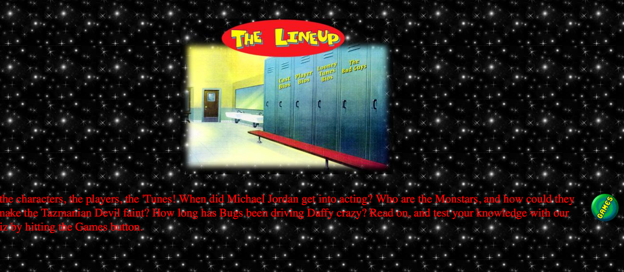 Space Jam Line Up Page