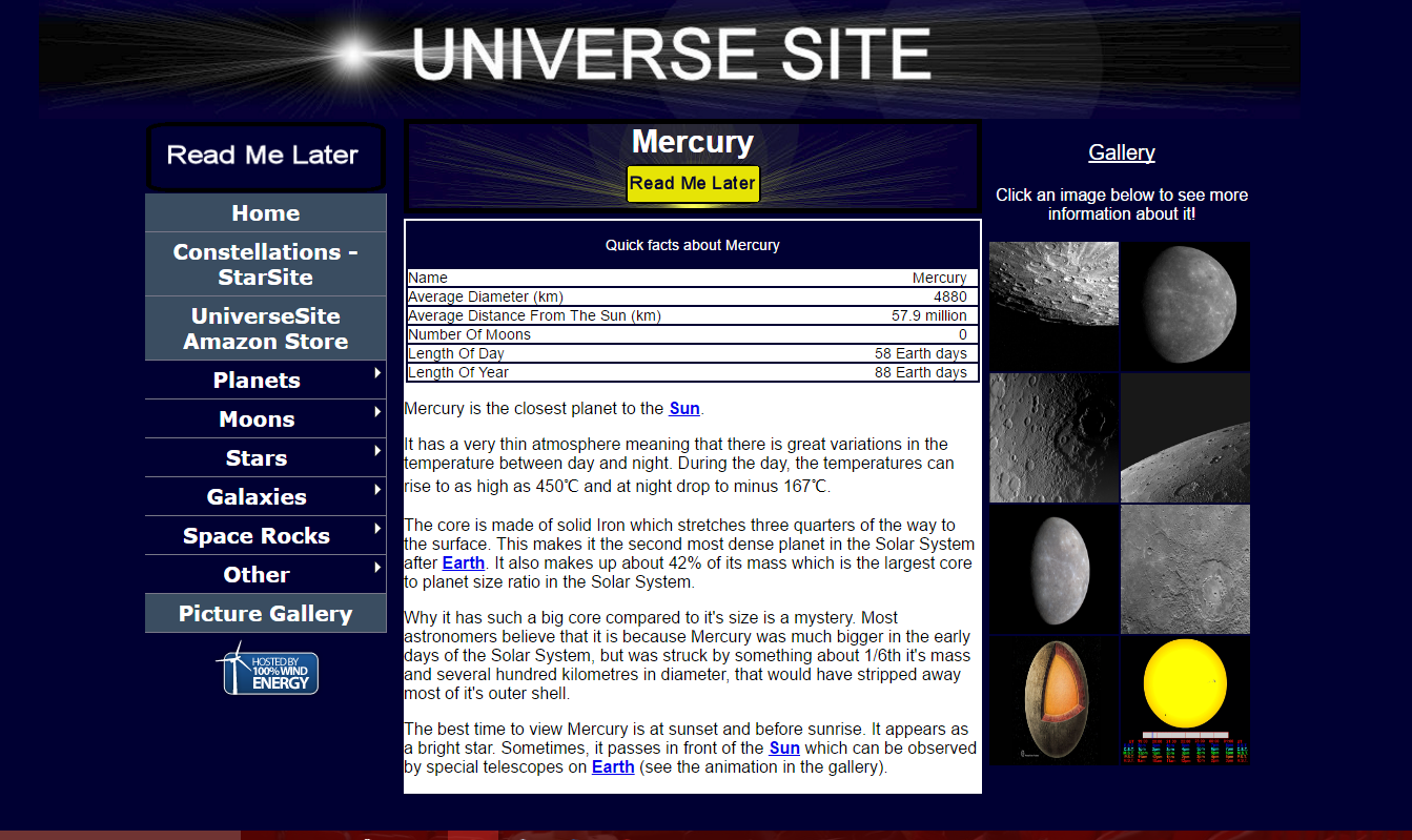 UniverseSite old article page