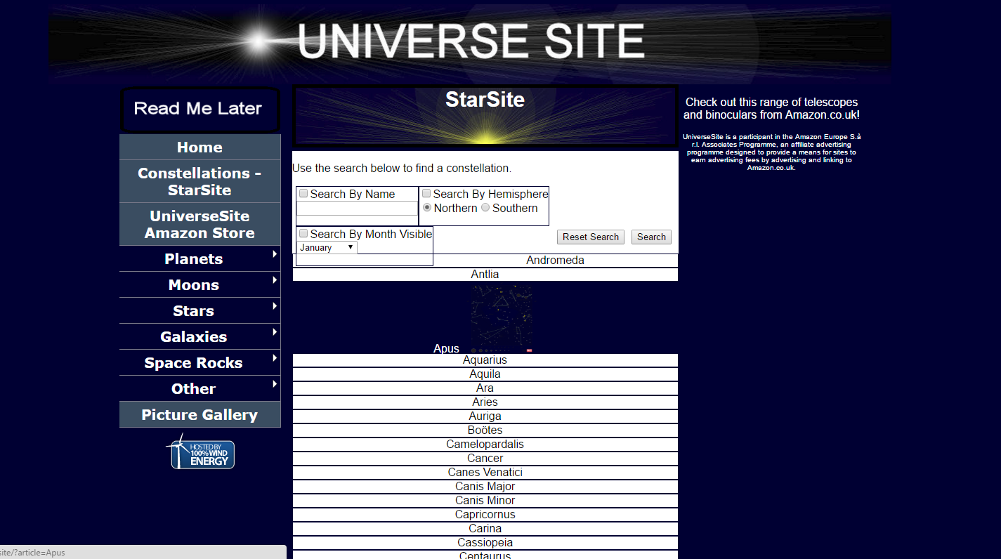 Old constellations section.