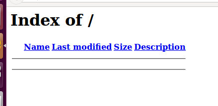 Screen shot of server index page after the fix