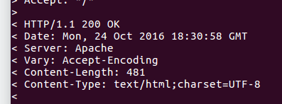 Screenshot of the output of curl -v after fix